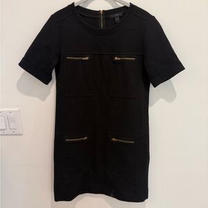 JCrew Black Short Sleeve Dress with Gold Zipper Accents